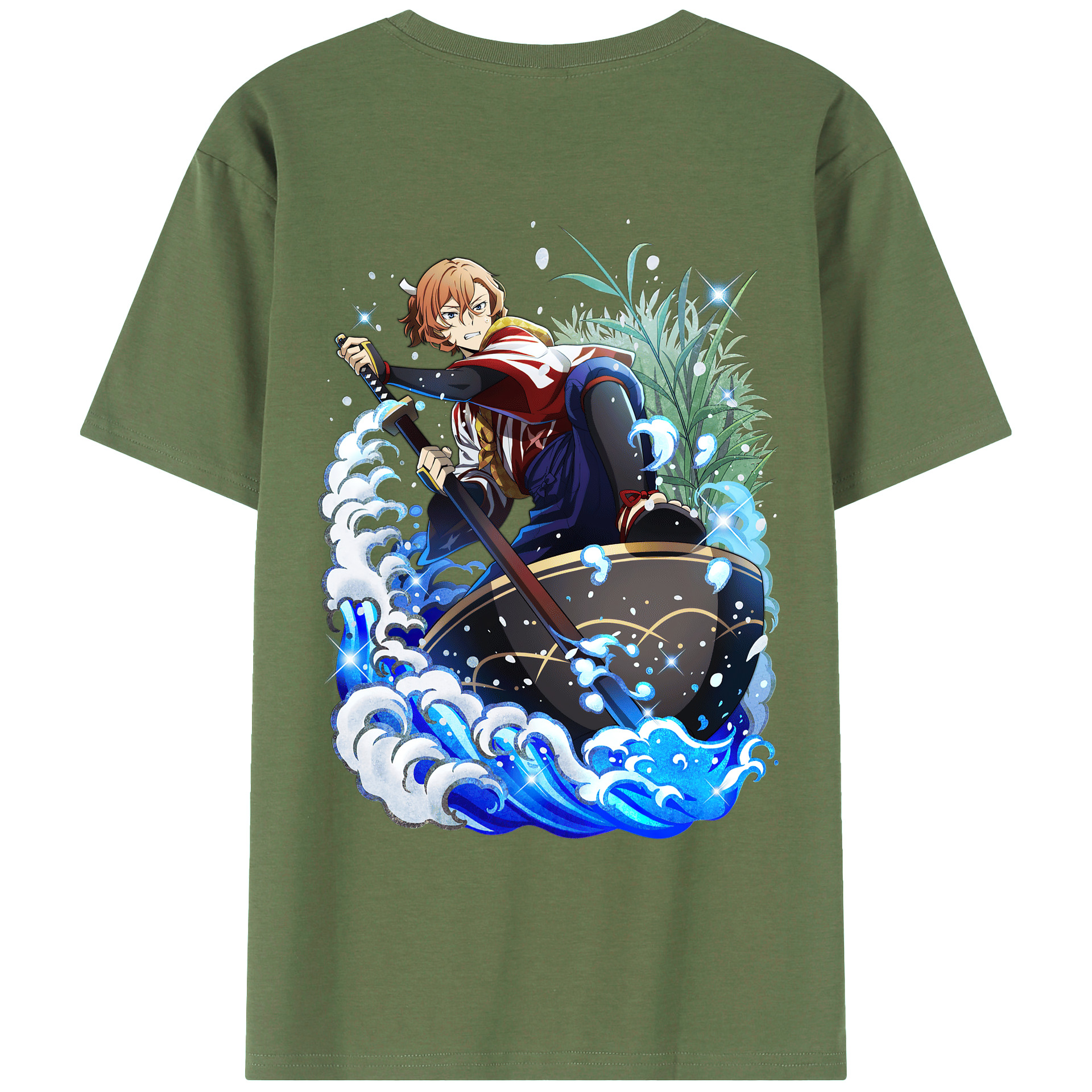 （画像用） 文豪ストレイドッグス Bungo Stray Dogs 綿100％ メンズ半袖Tシャツ（バックプリント） 通気性